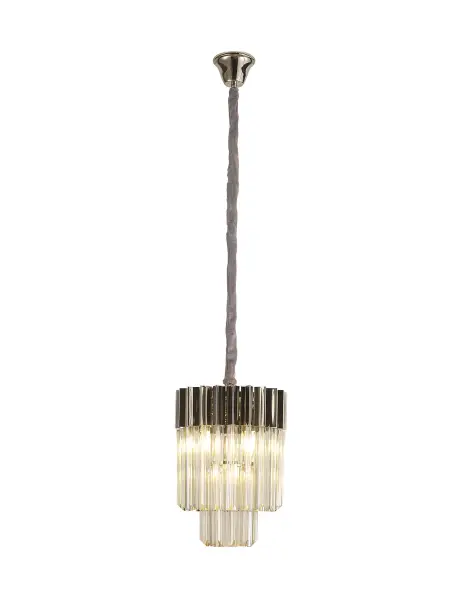 Donard Polished Nickel 4 Light Pendant with Cognac Glass