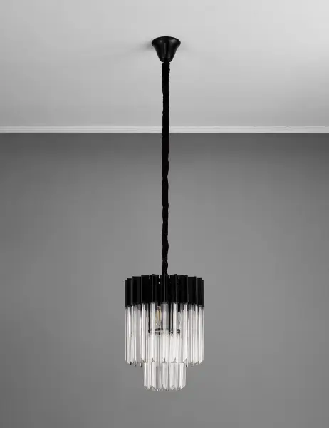 Donard Matt Black 4 Light Pendant with Clear Glass