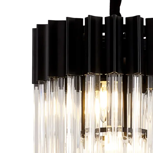 Donard Matt Black 4 Light Pendant with Clear Glass