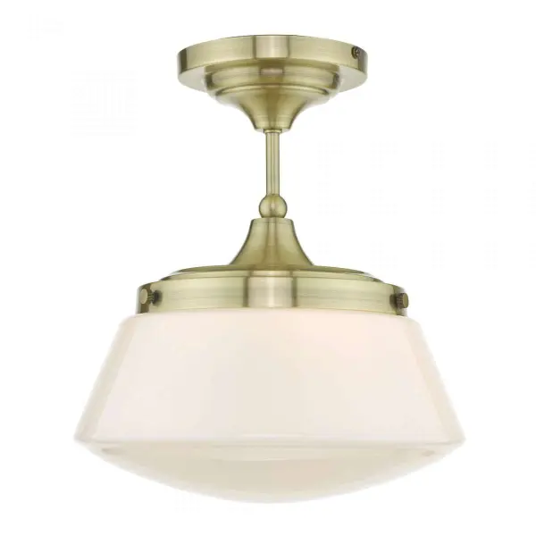 Caden Semi Flush Antique Brass Opal Glass IP44