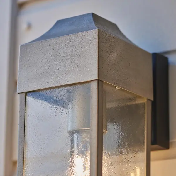 Rogue Brushed Silver Rectangle Wall Lantern IP44