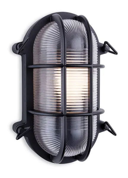 Turin Black Die Cast Aluminium Oval Shaped Bulkhead