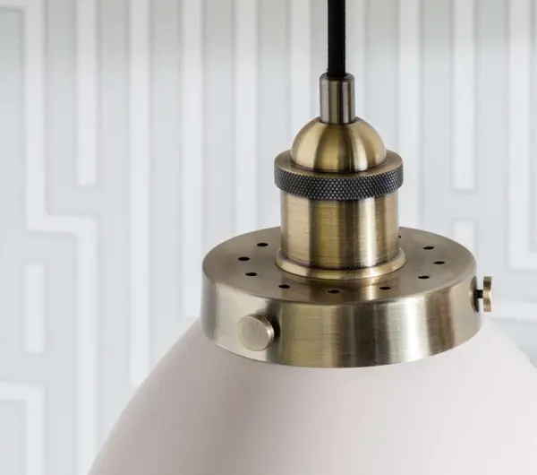 Franklin Small Taupe & Antique Brass Pendant 235mm