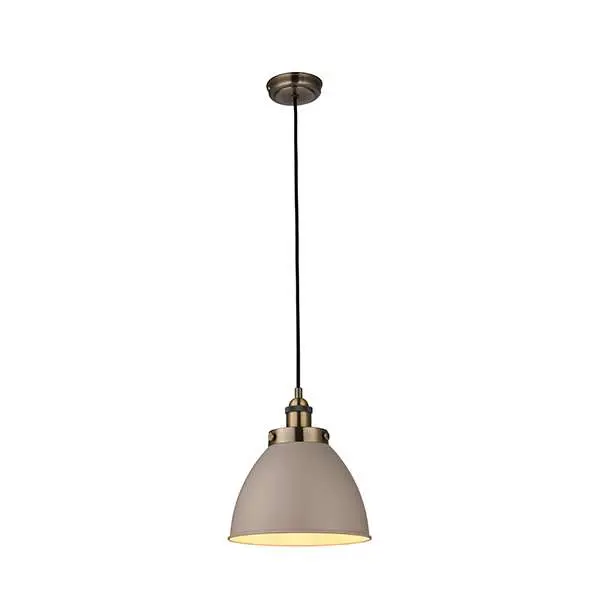 Franklin Small Taupe & Antique Brass Pendant 235mm