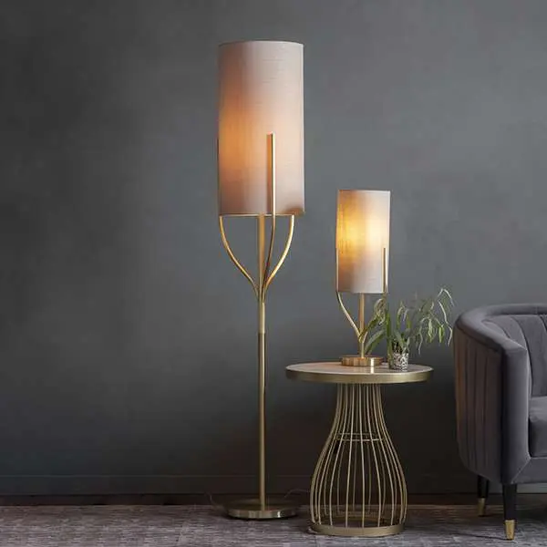 Fraser Floor Lamp in Satin Brass C/W Shade