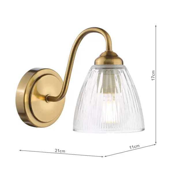 Glynis Wall Light in Bronze with Clear Ribbed Glass