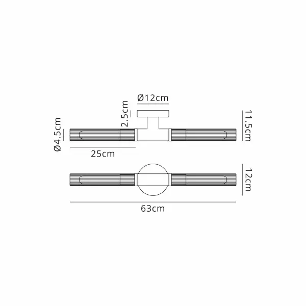 Dee Double Gold Bathroom Light Wall or Ceiling IP44
