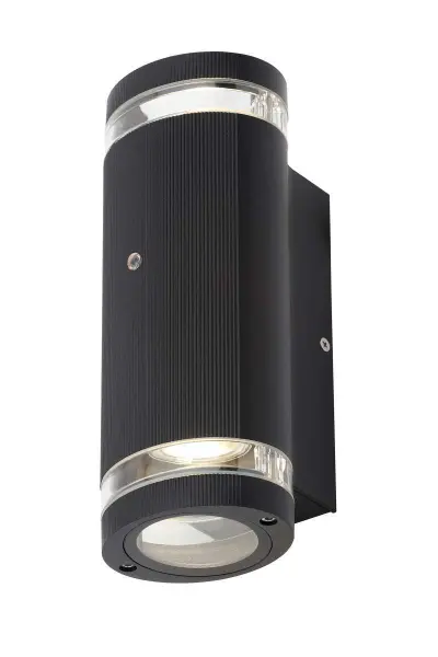 Helix Black Up & Down Wall Light with a Photocell Sensor IP44