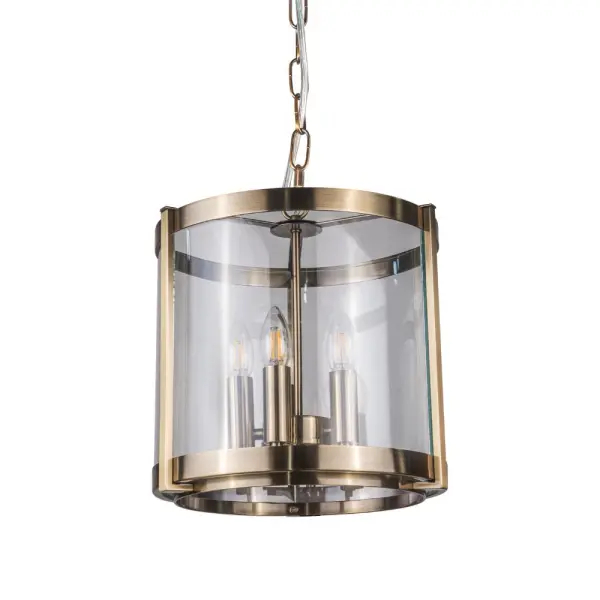 Hudson 5 Light Glass Pendant in Antique Brass