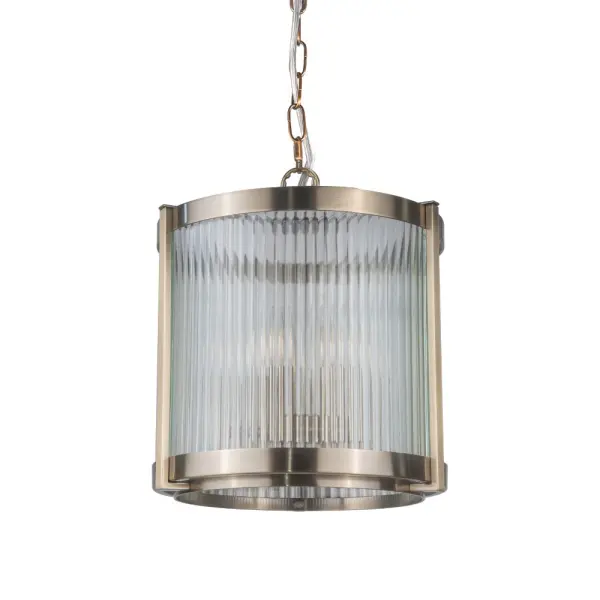 Hudson 5 Light Glass Pendant in Antique Brass