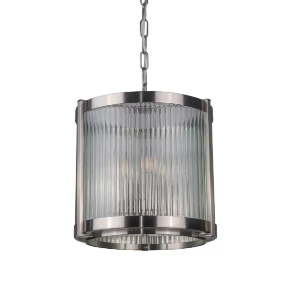 Hudson 5 Light Glass Pendant in Satin Chrome