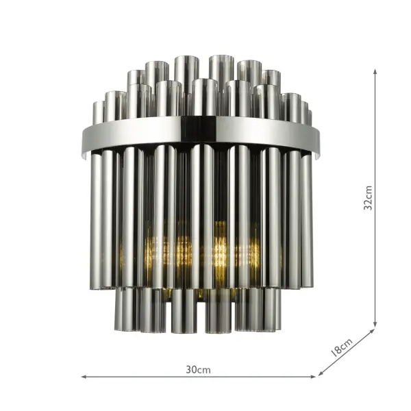Imani Polished Chrome & Smoked Glass Wall Lightt