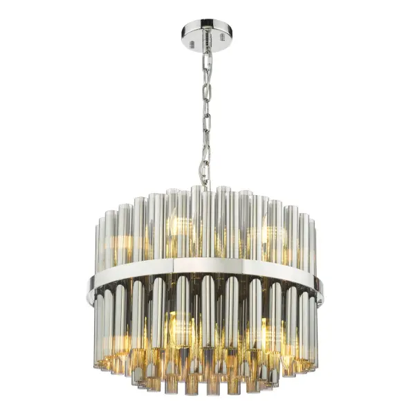 Imani 12 Light Polished Chrome & Smoked Glass Pendant