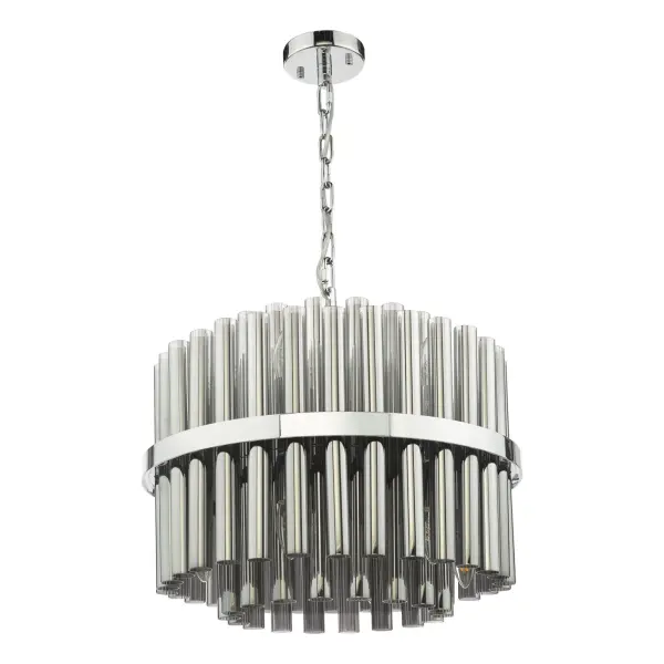 Imani 12 Light Polished Chrome & Smoked Glass Pendant