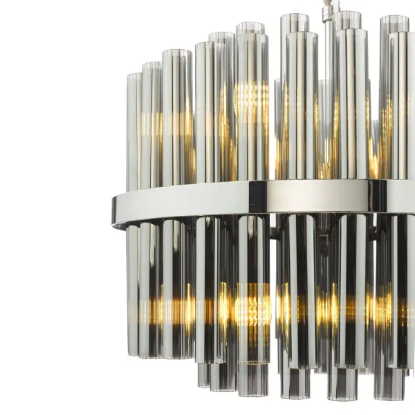 Imani 12 Light Polished Chrome & Smoked Glass Pendant