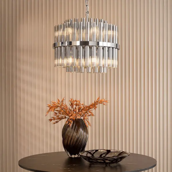 Imani 12 Light Polished Chrome & Smoked Glass Pendant