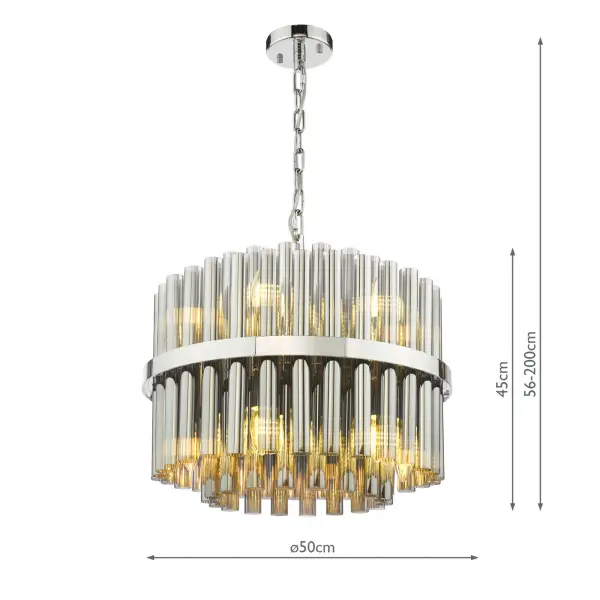Imani 12 Light Polished Chrome & Smoked Glass Pendant