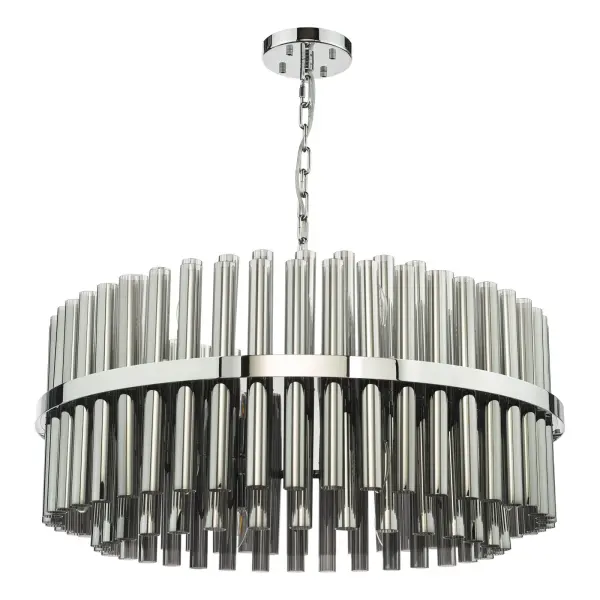 Imani 16 Light Polished Chrome & Smoked Glass Pendant