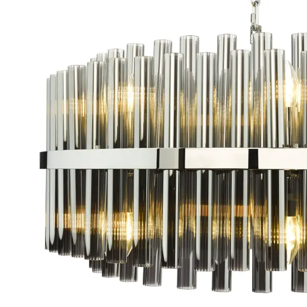 Imani 16 Light Polished Chrome & Smoked Glass Pendant