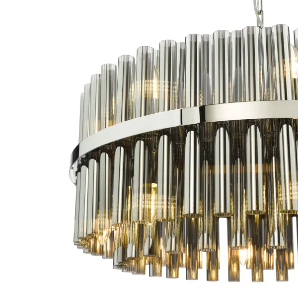 Imani 16 Light Polished Chrome & Smoked Glass Pendant