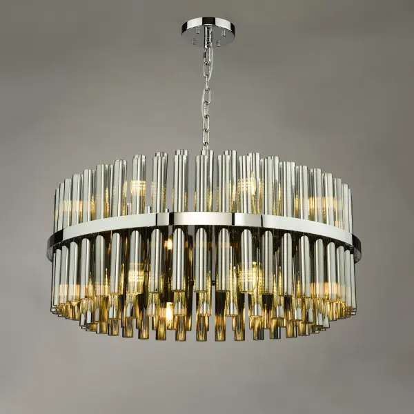 Imani 16 Light Polished Chrome & Smoked Glass Pendant