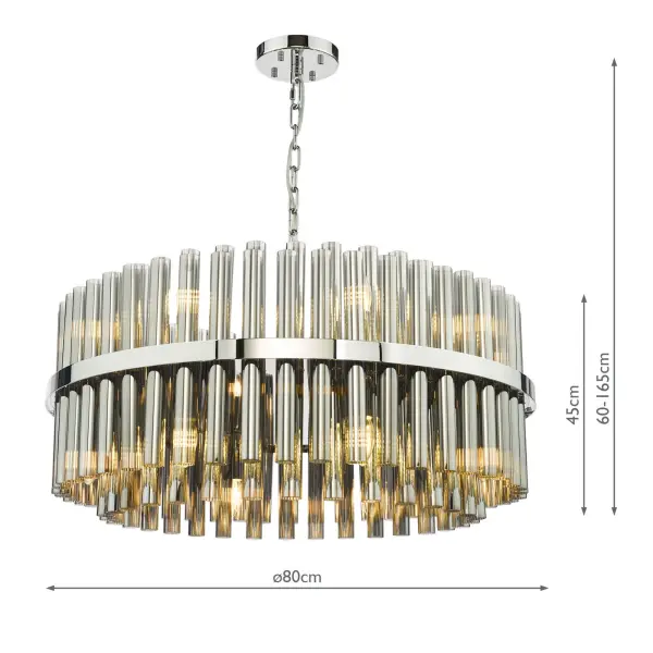 Imani 16 Light Polished Chrome & Smoked Glass Pendant