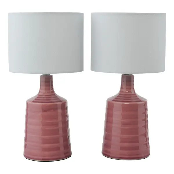 Inci Twin Pack Pink Table Lamp C/W Shade