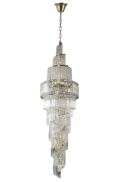 Isla 24 Light Crystal Pendant in Antique Brass