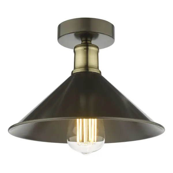 Jalen Graphite Semi Flush Fitting with Antique Brass