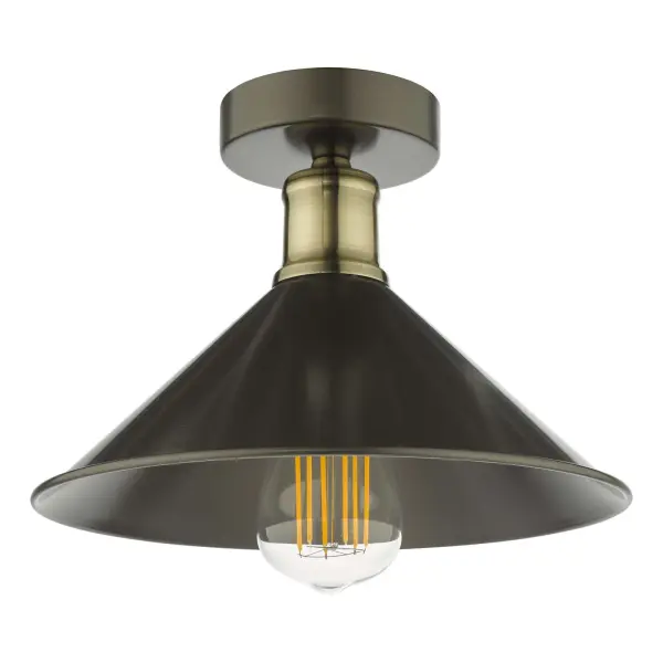 Jalen Graphite Semi Flush Fitting with Antique Brass