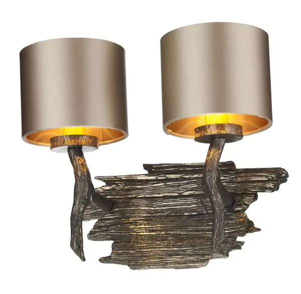 Joshua Double Wall Bracket in Bronze C/W Bespoke Shade
