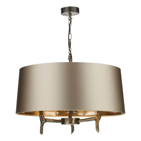 Joshua 3 Light Bronze Pendant C/W Drum Bespoke Shade