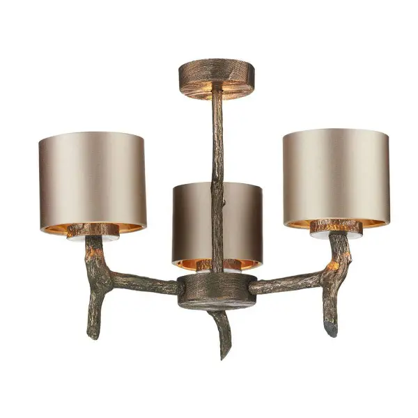 Joshua 3 Light Dual Mount Bronze Pendant C/W Bespoke Shades