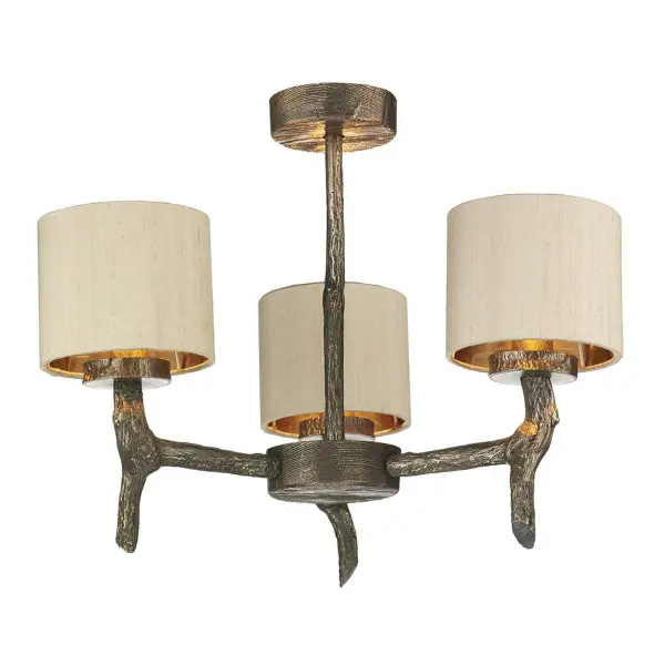 Joshua 3 Light Dual Mount Bronze Pendant C/W Bespoke Shades