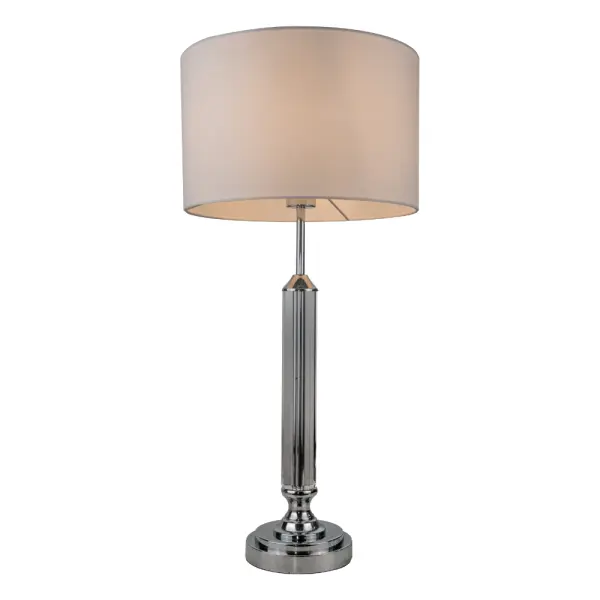 Julie Polished Chrome & Crystal Table Lamp C/W Shade