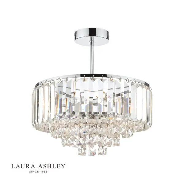 Vienna 3lt Semi Flush Crystal & Polished Chrome