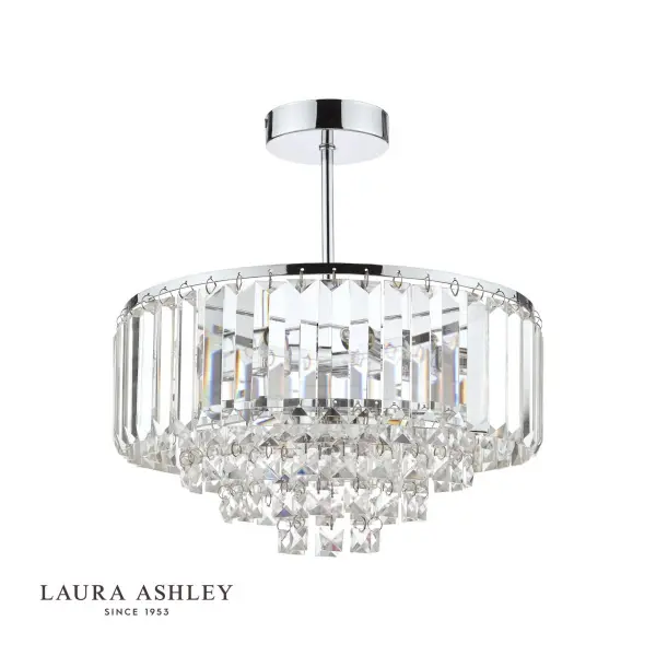 Vienna 3lt Semi Flush Crystal & Polished Chrome