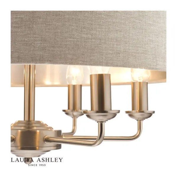 Sorrento 6 Light Pendant Satin Nickel With Natural Shade