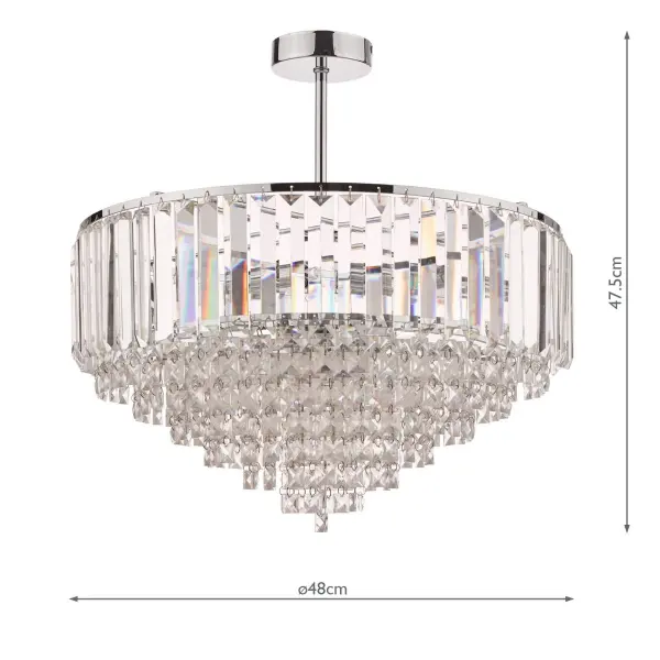 Vienna 5lt Semi Flush Crystal & Polished Chrome