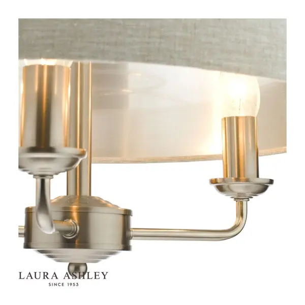Sorrento 3 Light Pendant Satin Nickel With Natural Shade