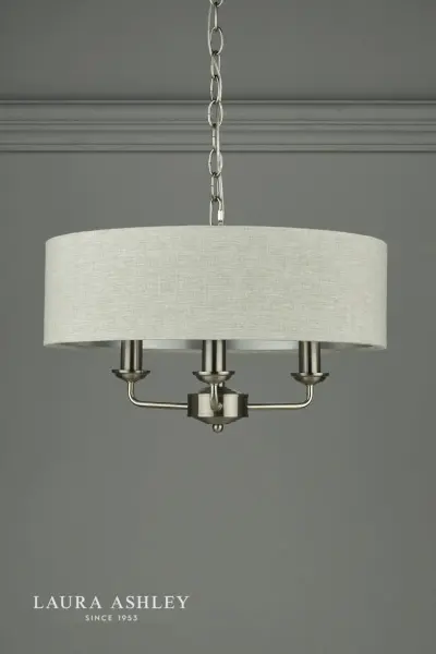 Sorrento 3 Light Pendant Satin Nickel With Natural Shade