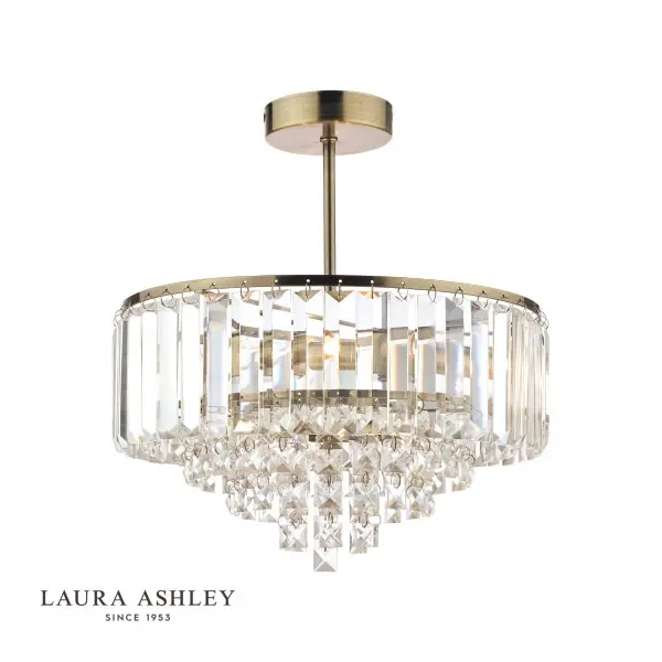 Vienna 3lt Semi Flush Crystal & Antique Brass