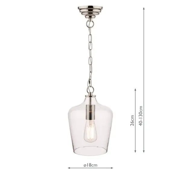 Ockley Polished Chrome & Clear Glass Pendant