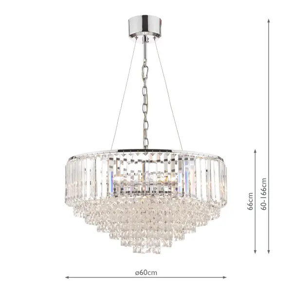 Vienna 9lt Chandelier Crystal & Polished Chrome