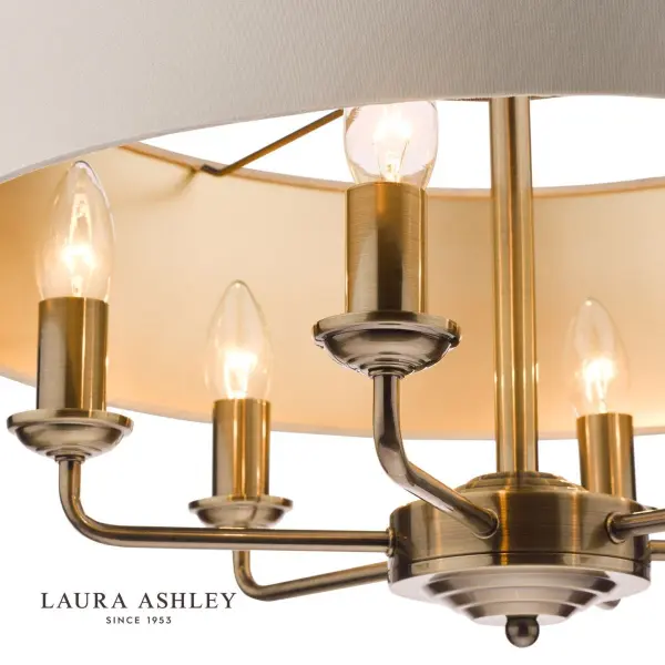 Sorrento 6 Light Pendant Antique Brass With Ivory Shade