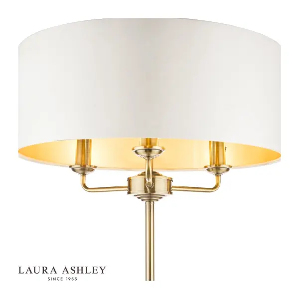 Sorrento 3 Light Floor Lamp Antique Brass With Ivory Shade