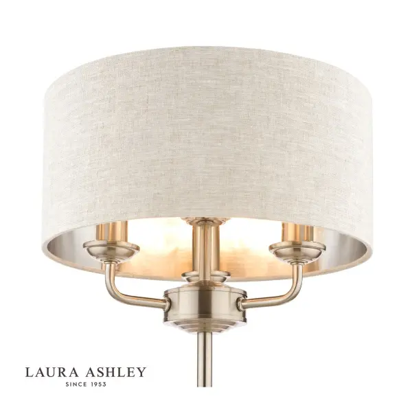 Sorrento 3 Light Table Lamp Satin Nickel With Natural Shade