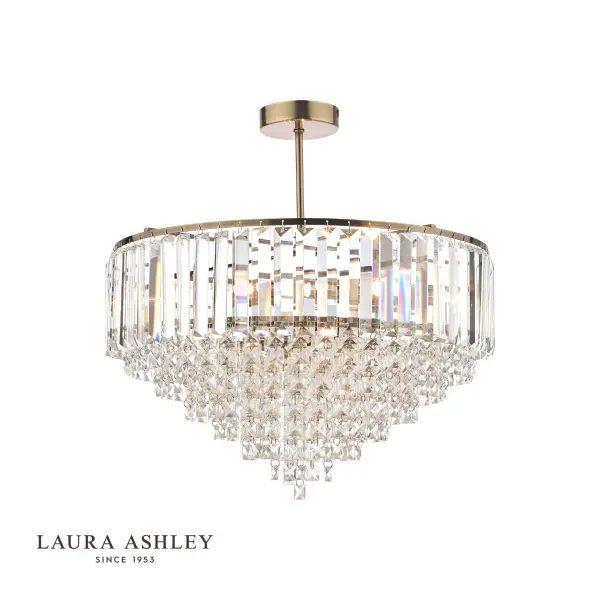 Vienna 5lt Semi Flush Crystal & Antique Brass