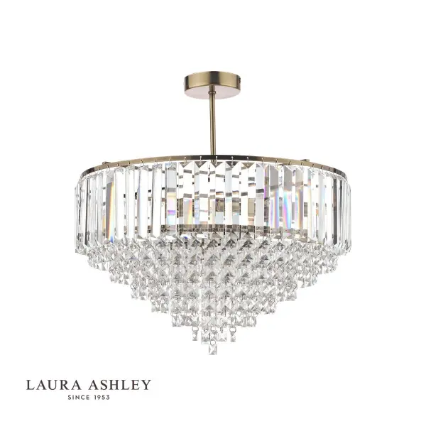 Vienna 5lt Semi Flush Crystal & Antique Brass