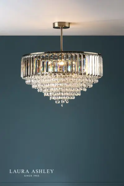 Vienna 5lt Semi Flush Crystal & Antique Brass